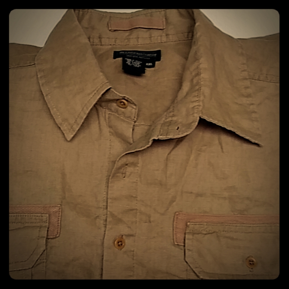 J. Peterman XXL Mens Short Sleeve Linen Shirt